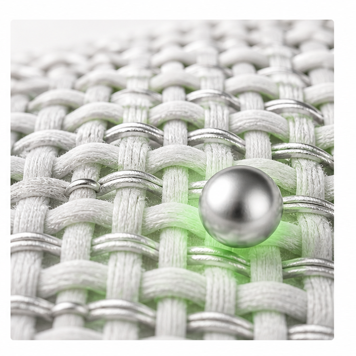 Conductive silver fiber woven into fabric