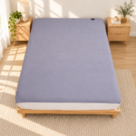 Gray Grounding Flat Bed Sheet on a bed, front product view