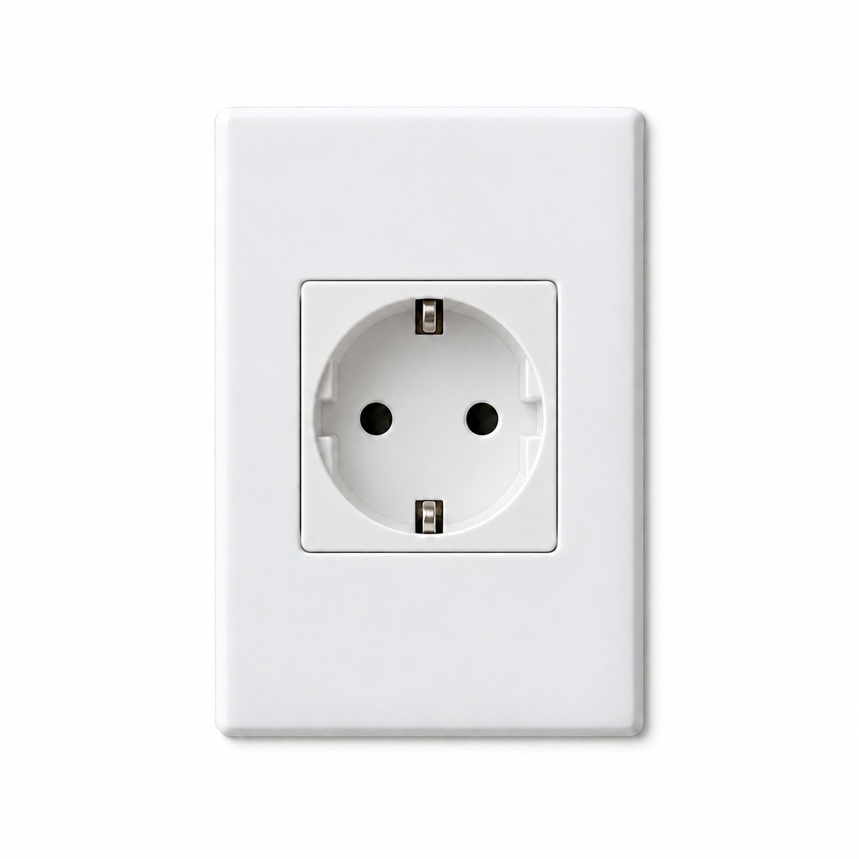 EU Type F outlet with two round holes and grounding contacts