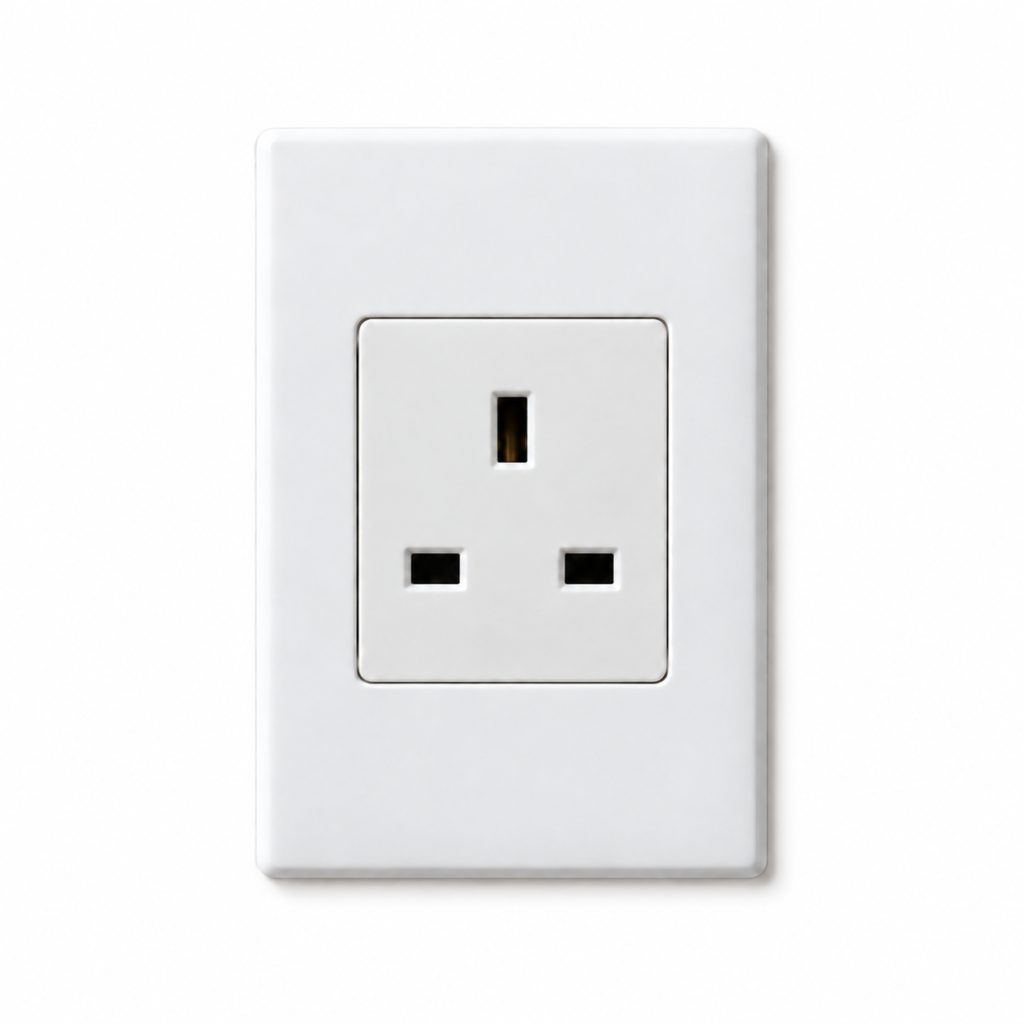 UK Type G white wall outlet illustration