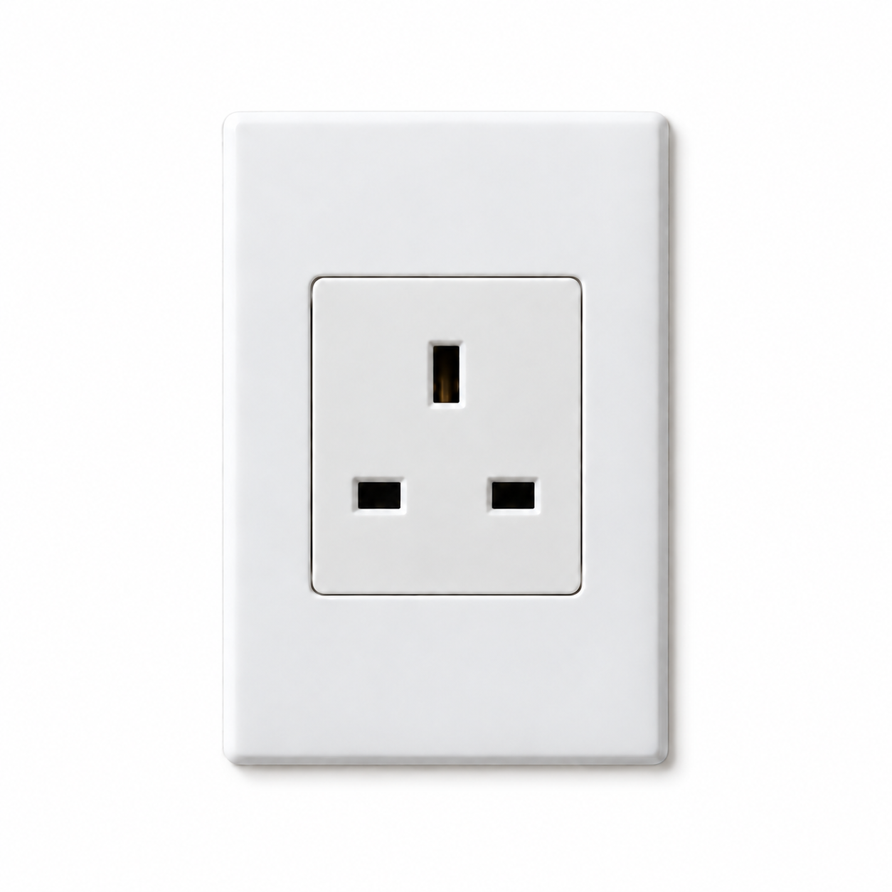 UK Type G outlet with an upper earth slot and two lower horizontal slots